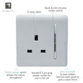 Silver switch socket with details