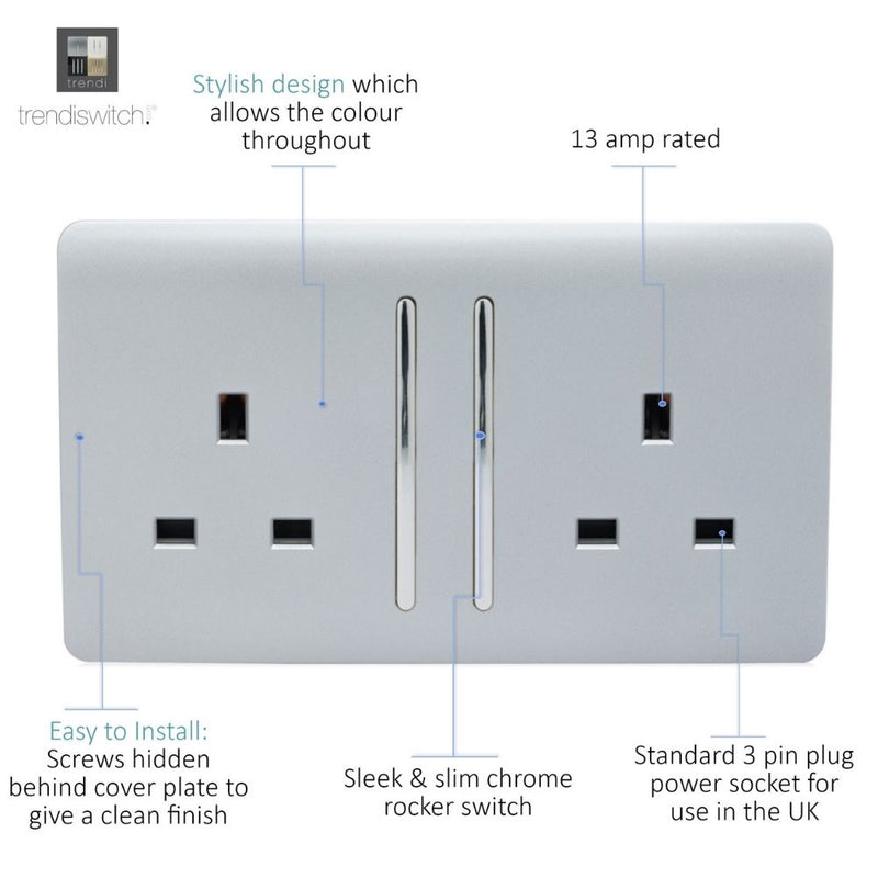 switch socket panel in silver with details