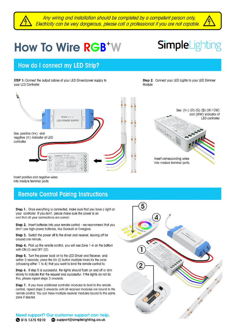 RGB+W wiring guide