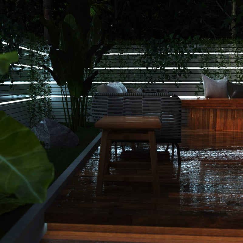 Outdoors Cool White LED Tape strip Lighting around planters