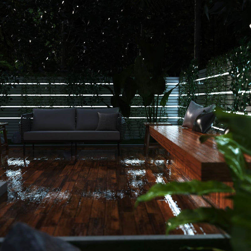 Outdoors Cool White LED Tape strip Lighting on fences