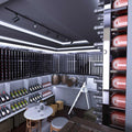 mid shot of a cellar with cool white light
