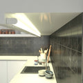 Warm white T5 LED light over a kitchen worktop.