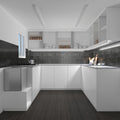 A kitchen with a cool T5 LED under-cabinet light.