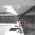 Cool T5 LED under-cabinet light over a kitchen worktop.