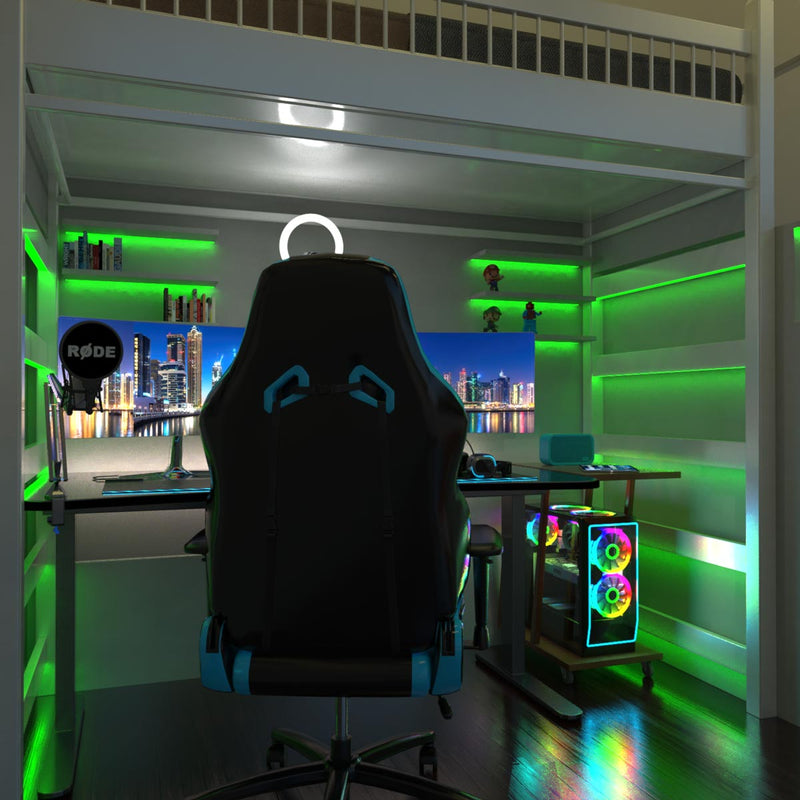 game room with green strip