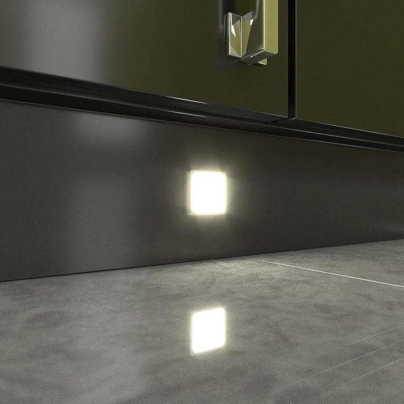Close-up of a LED plinth light with a natural white light