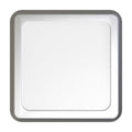 Front view of a brushed chrome LED plinth light