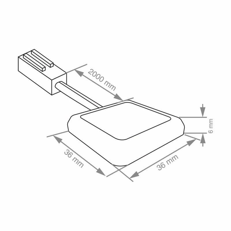 Outline with dimensions of a square LED plinth light