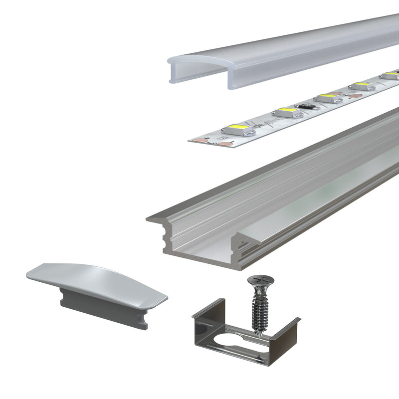 parts of a recessed LED profile, 2 metres