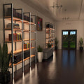 hallway with shelving unit with surface-mounted LED profiles