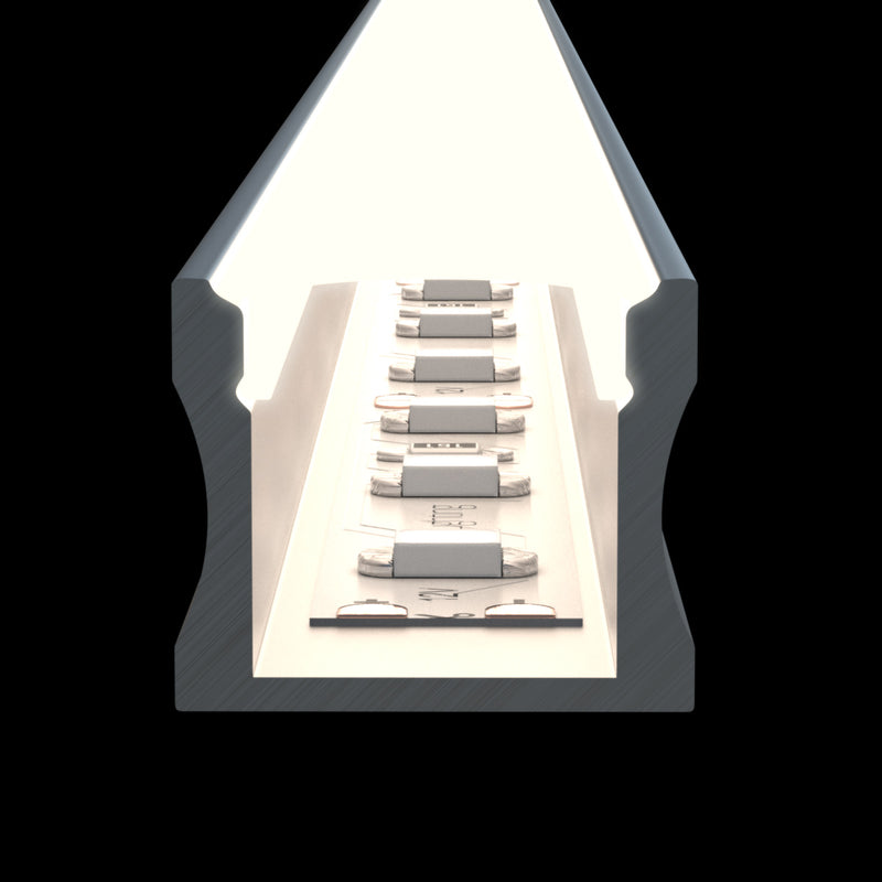 2m Long, Surface Mounted Aluminium LED Profile, 15mm Deep