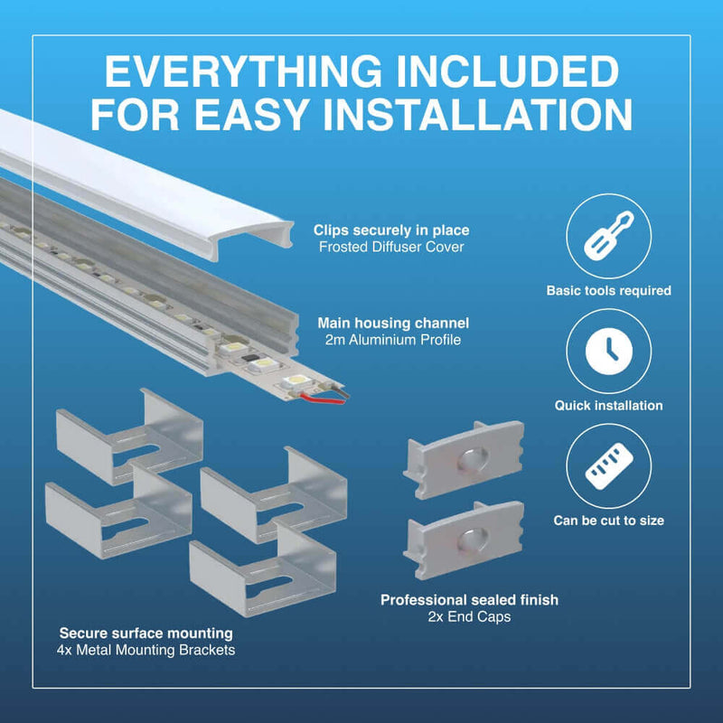 2m, Shallow 7mm Surface Mounted LED Aluminium Profile - Infographics 4