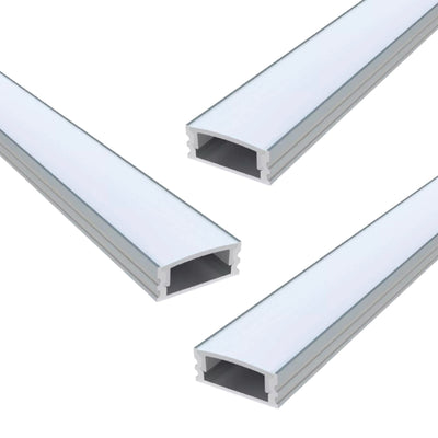 Pack of 3 Shallow 7mm Surface Mounted LED Aluminium Profiles, 2m