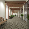 full shot of a hallway with mounted 1-metre shallow LED profiles