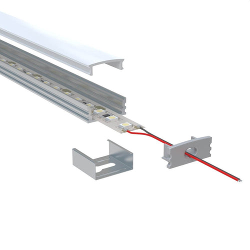Close-up of the parts of an aluminium profile