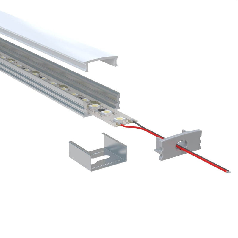 Close-up of the parts of an aluminium profile