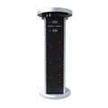 Full shot of an open popup plug socket with three outlets and two UDB port