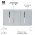 4 gang light switch in silver with details
