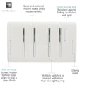 4 gang light switch in white with details