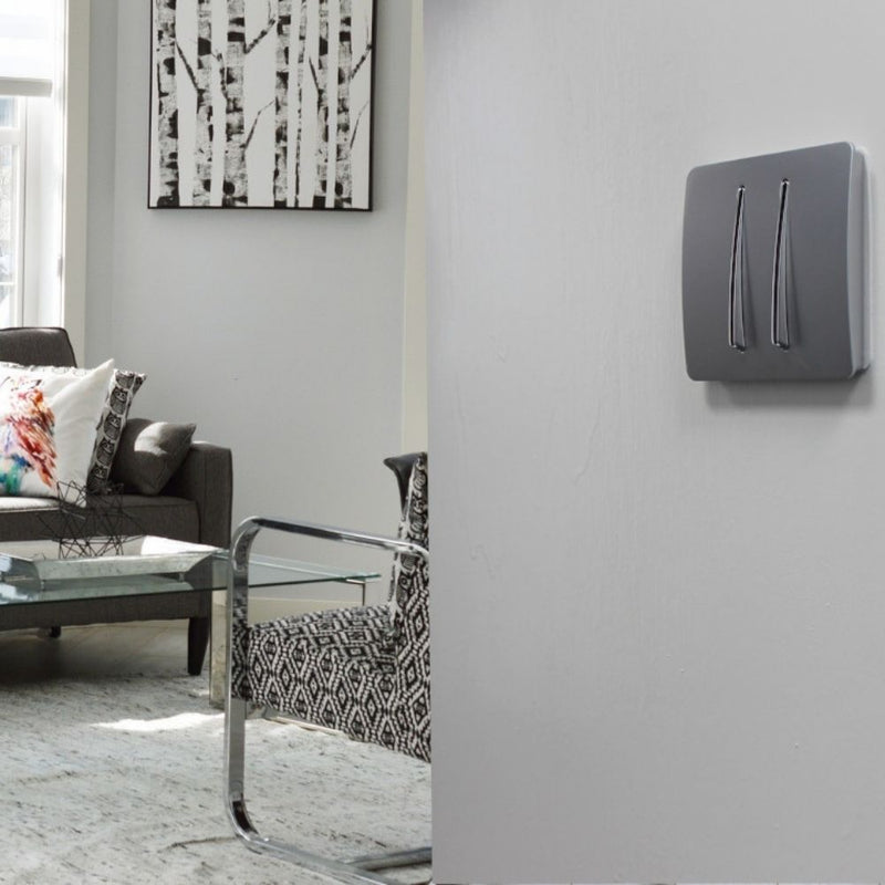 mounted 2 gang light switch in silver