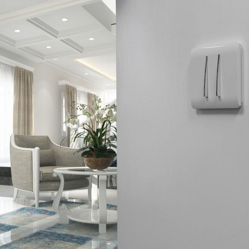 mounted 2 gang light switch in white