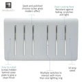 6 gang light switch in silver with details