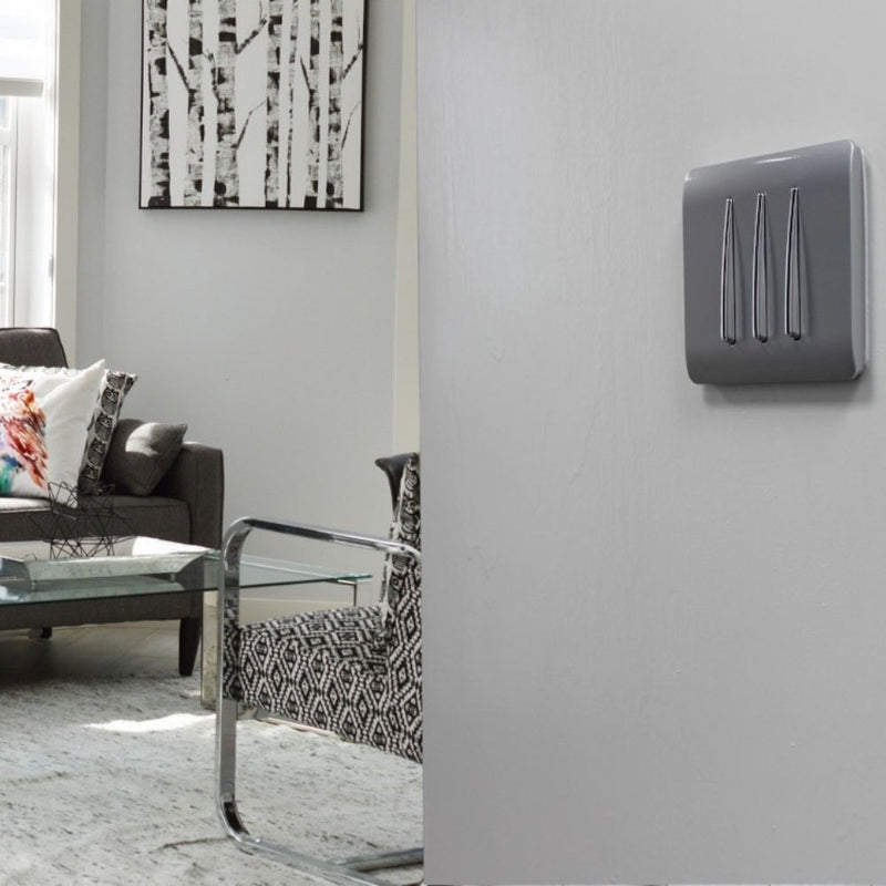 mounted 3 gang light switch in silver
