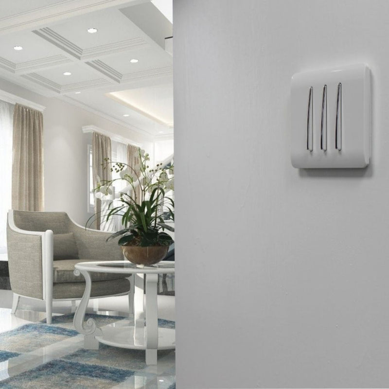 mounted 3 gang light switch in white