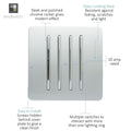 4 gang light switch in silver with details