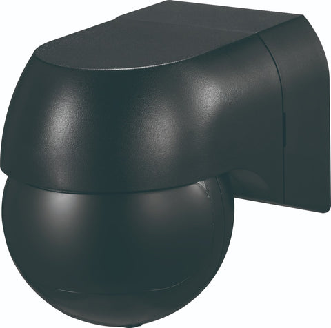 180° Black Wall PIR Motion Sensor IP44 12m Range