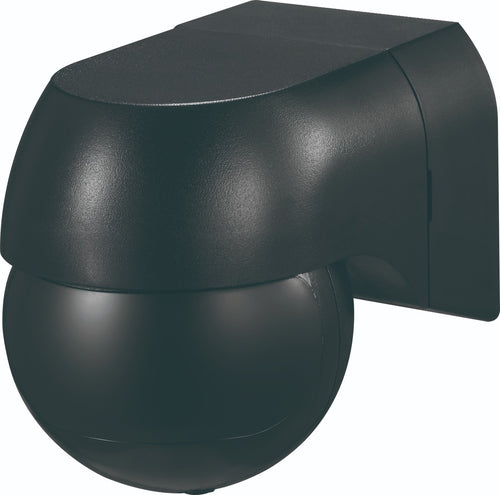180° Black Wall PIR Motion Sensor IP44 12m Range