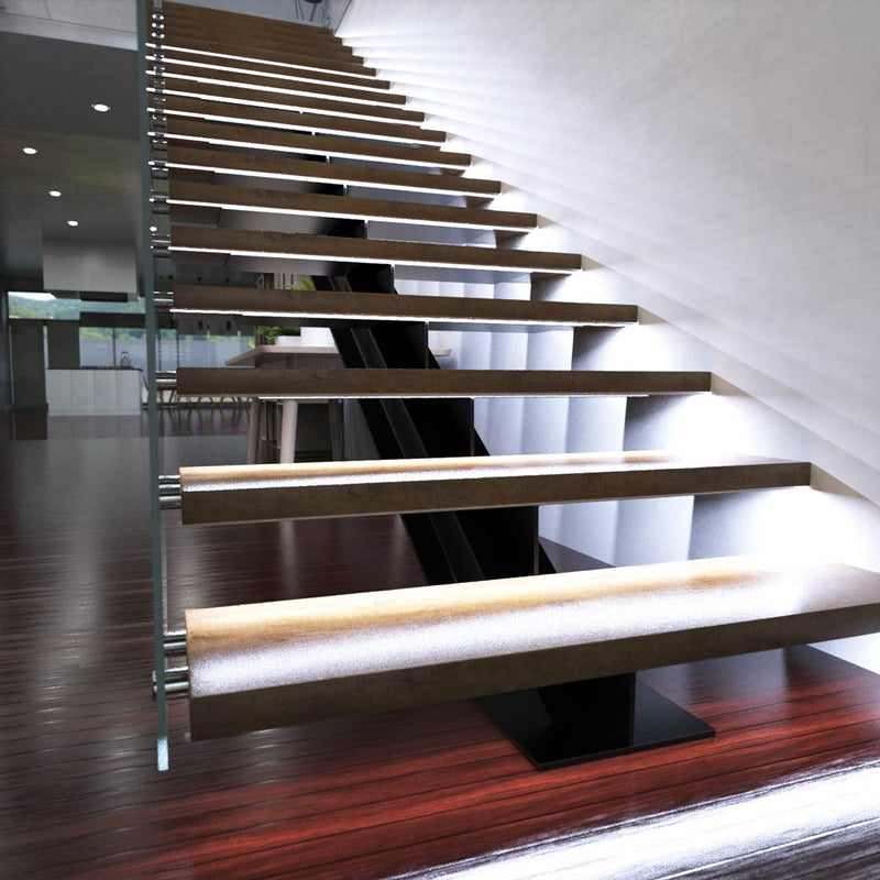 LED Stair Lights Kit - Cool White, Installed (Angle 1)