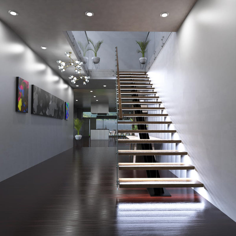 LED Stair Lights Kit - Cool White, Installed (Angle 2)