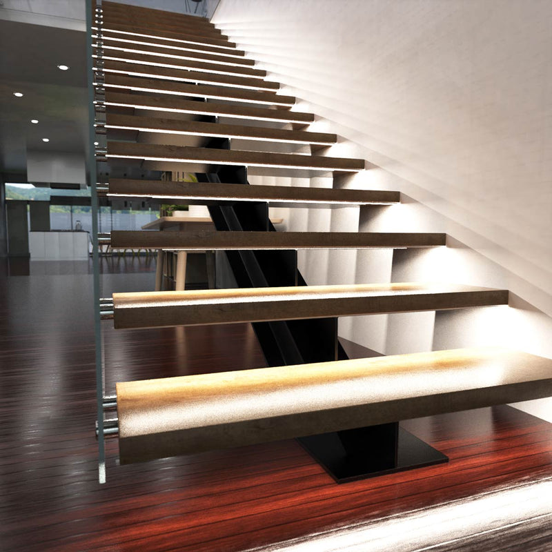 LED Stair Lights Kit - Natural White, Installed (Angle 1)