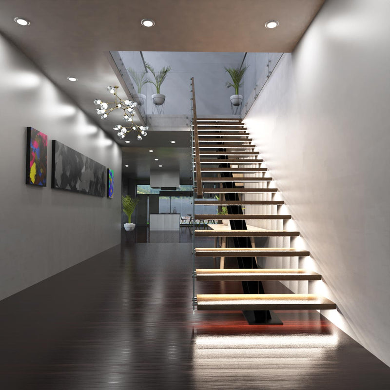 LED Stair Lights Kit - Natural White, Installed (Angle 2)