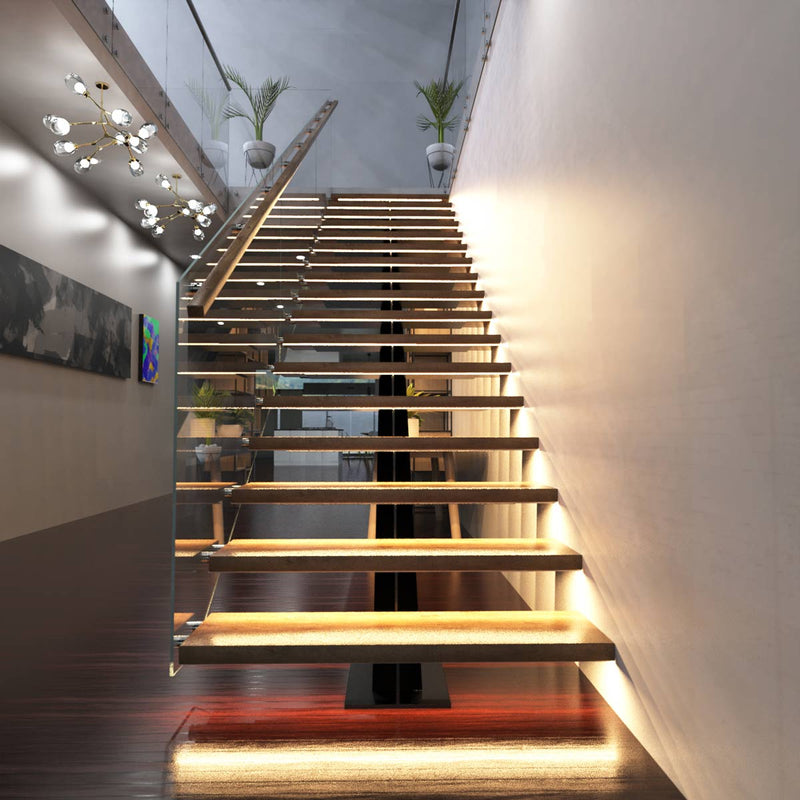 LED Stair Lights Kit - Warm White, Installed (Angle 2)