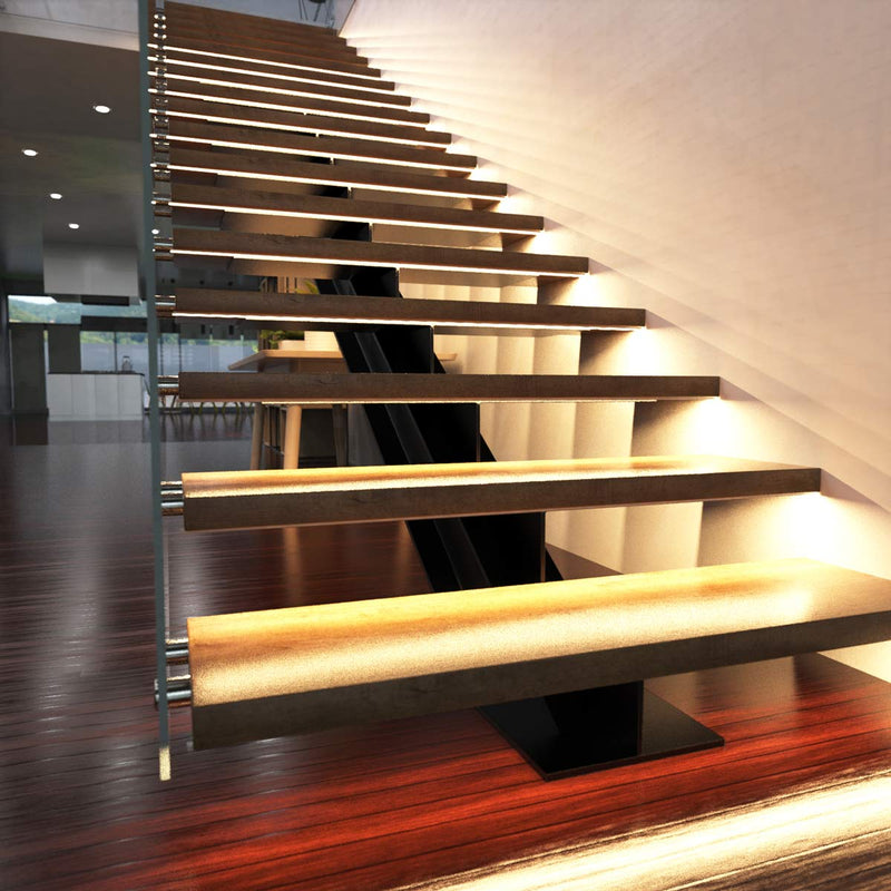 LED Stair Lights Kit - Warm White, Installed (Angle 1)