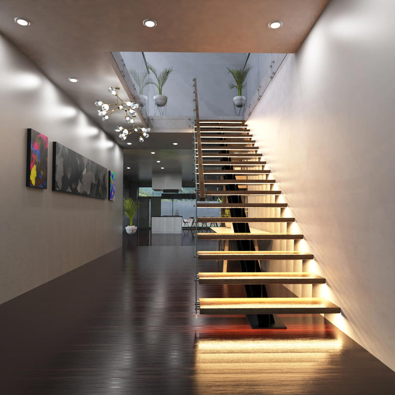 LED Stair Lights Kit - Warm White, Installed (Angle 2)