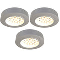 Pack of 3 Warm White Round, Surface Mounted LED Cabinet Lights