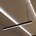 Suspended 5FT (150cm) LED Linear Light with a Black Finish in warm white light