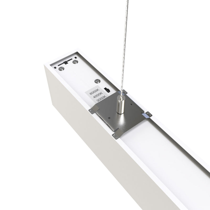 Back of a 2FT (60cm) LED Linear Light – Suspended Mount, White Finish