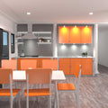 Full shot of a kitchen with an over and under cabinet light 