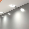 Close up of an under cabinet LED light with natural white light