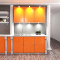 mid-close up of kitchen with mounted over/under LED cabinet lights