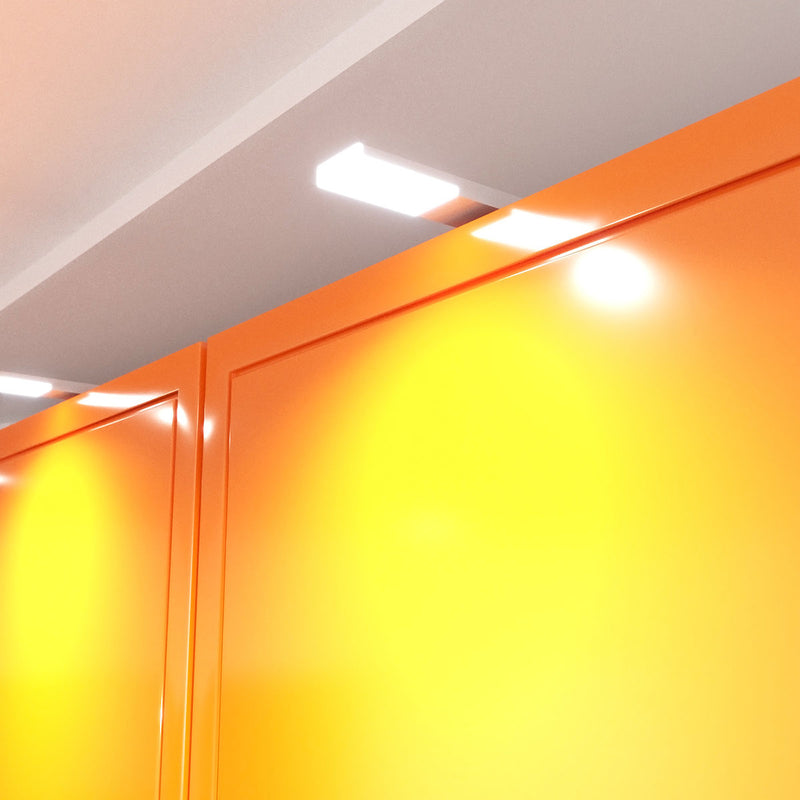 close up of mounted over cabinet lights