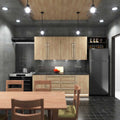 Full shot of a kitchen with a flat panel LED under cabinet light