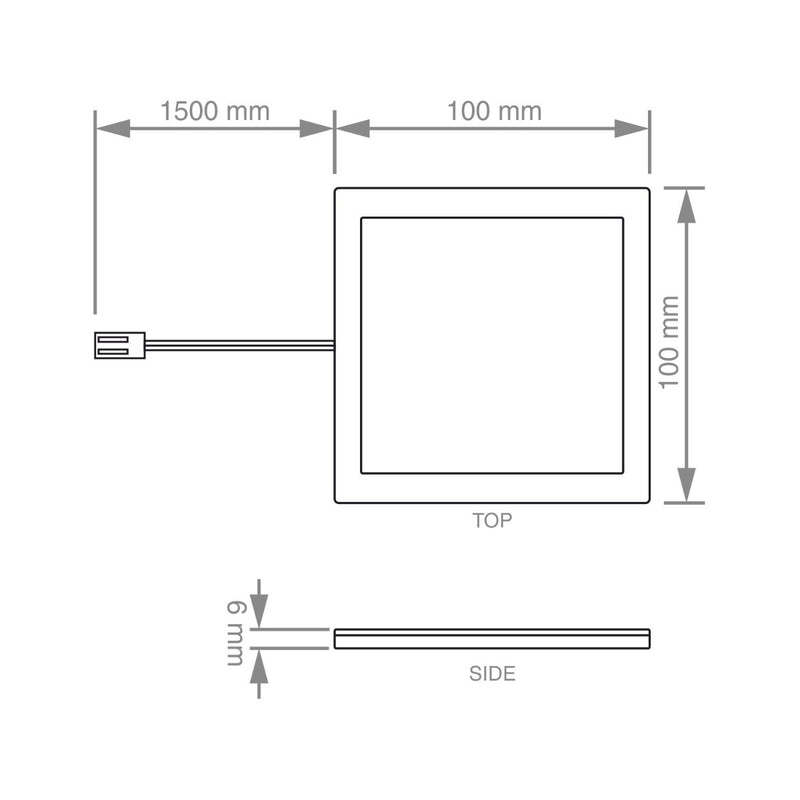Outline with the dimension of a flat panel LED under cabinet light