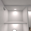 Cupboard with slim square under cabinet lights mid shot