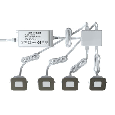 Square 4 x LED Plinth Light Kit In Natural White LED - 4000K